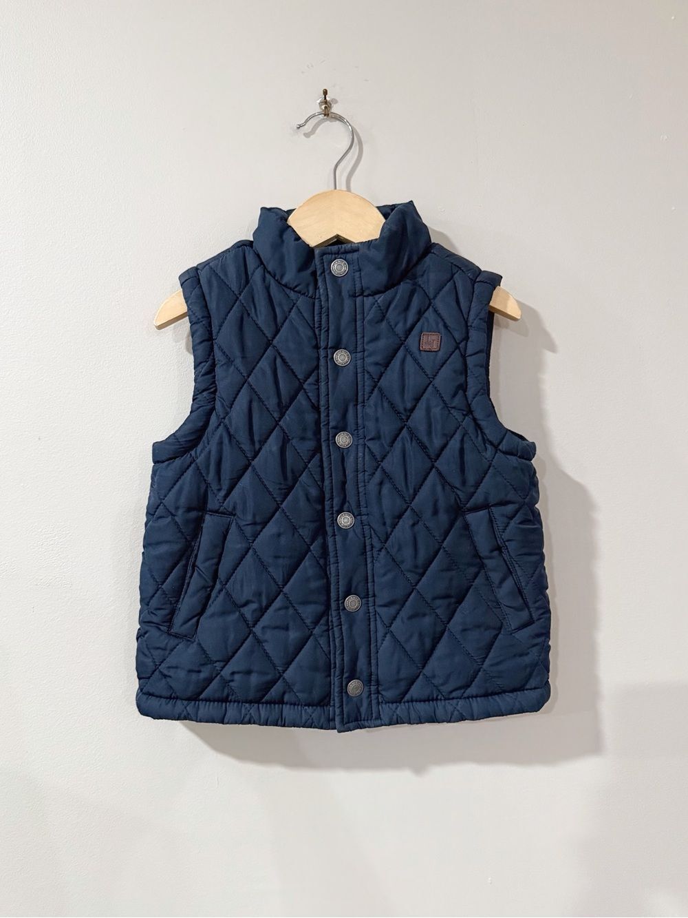 Janie and Jack Vest Boys 3T/4 Navy Quilted Snap Front Preppy Old Money